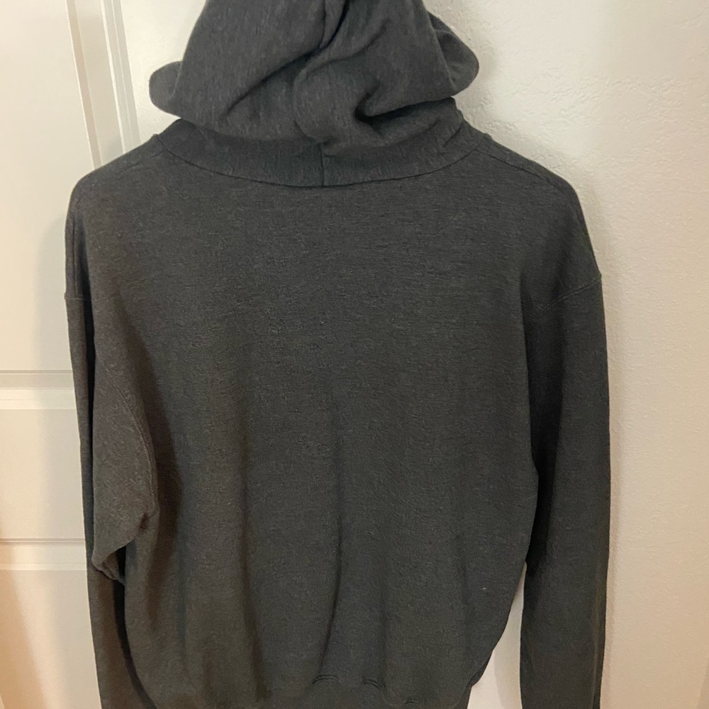 Champion Hooded Sweatshirt - Charcoal Gray with Blue and Red Logo - Picture 4 of 6